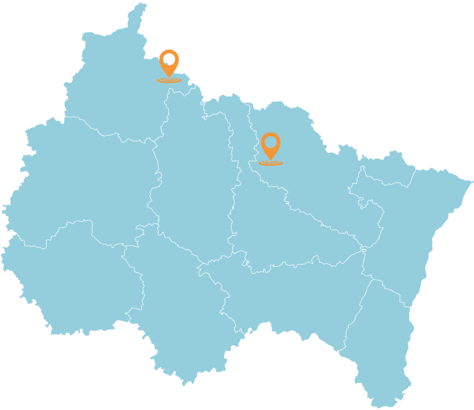 Carte du Grand-Est mettant en avant les cabinets de Metz et Mouzon